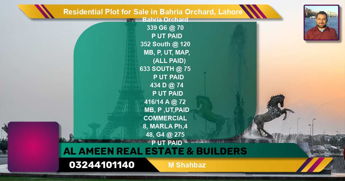 Residential Plot for Sale in Phase 4 - G6 Block -  Bahria Orchard, Lahore - (BP-148776)