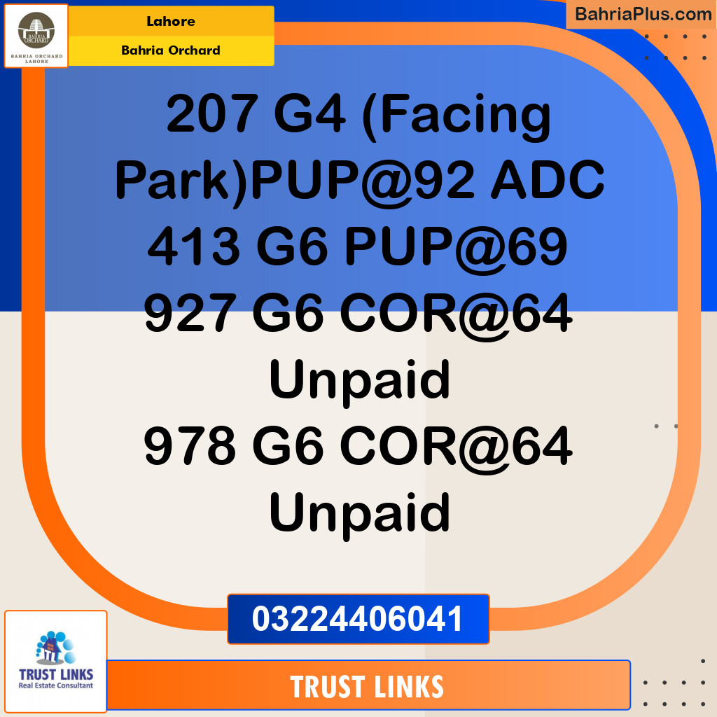 Residential Plot for Sale in Phase 4 - G6 Block -  Bahria Orchard, Lahore - (BP-148785)