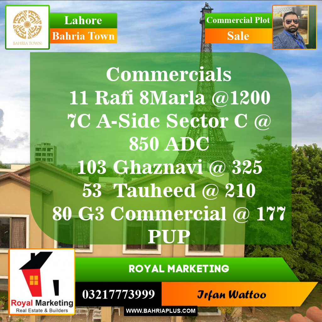 Commercial Plot for Sale in Sector E - Rafi Commercial -  Bahria Town, Lahore - (BP-148792)