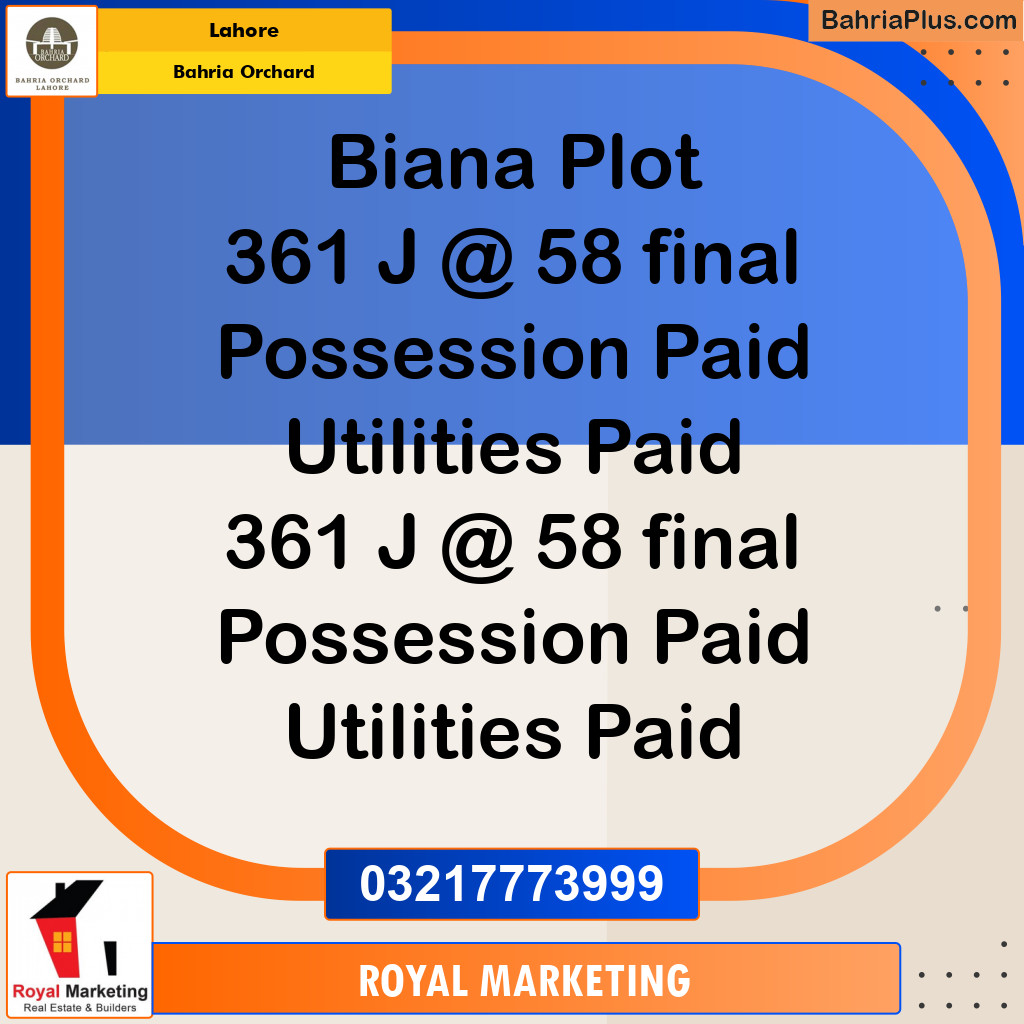 Residential Plot for Sale in Phase 2 - J Block -  Bahria Orchard, Lahore - (BP-148818)