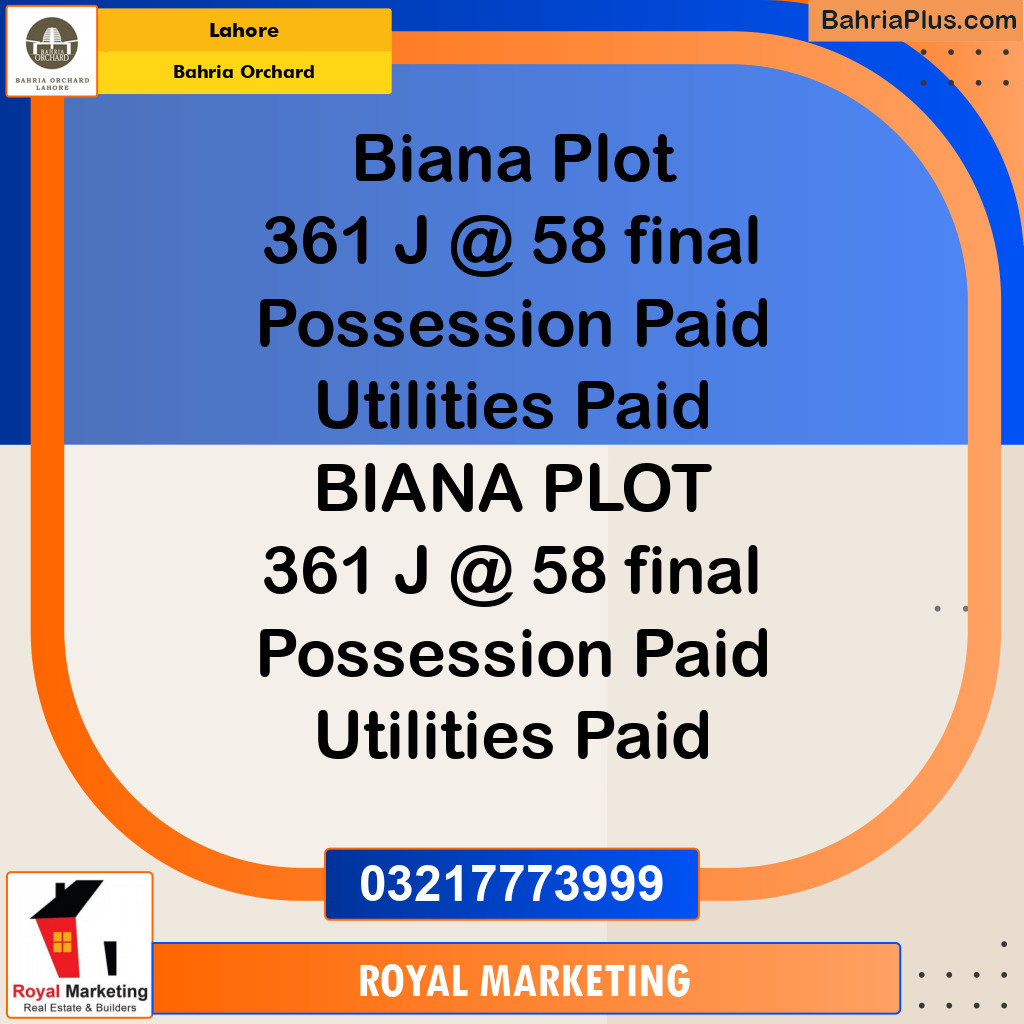 Residential Plot for Sale in Phase 2 - J Block -  Bahria Orchard, Lahore - (BP-148819)