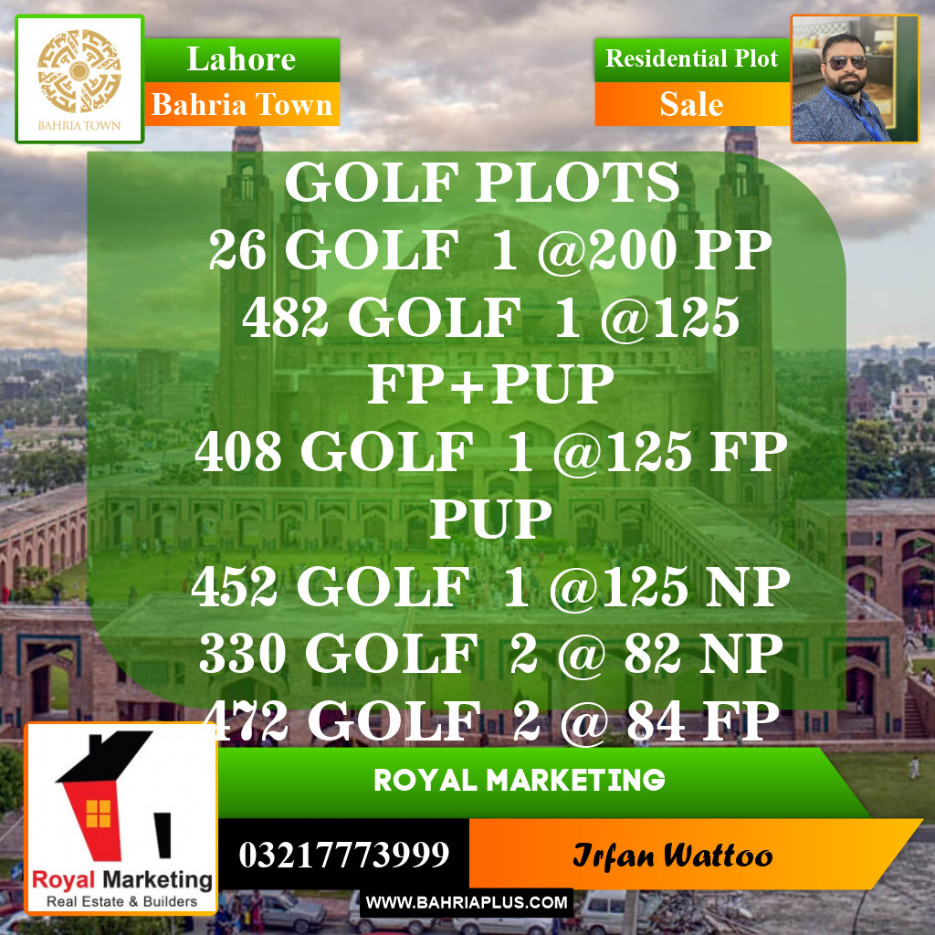Residential Plot for Sale in Golf Phase 1 -  Bahria Town, Lahore - (BP-148822)