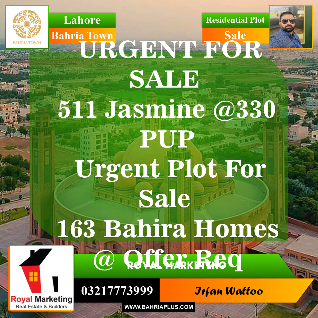 Residential Plot for Sale in Sector C - Jasmine Block -  Bahria Town, Lahore - (BP-148824)