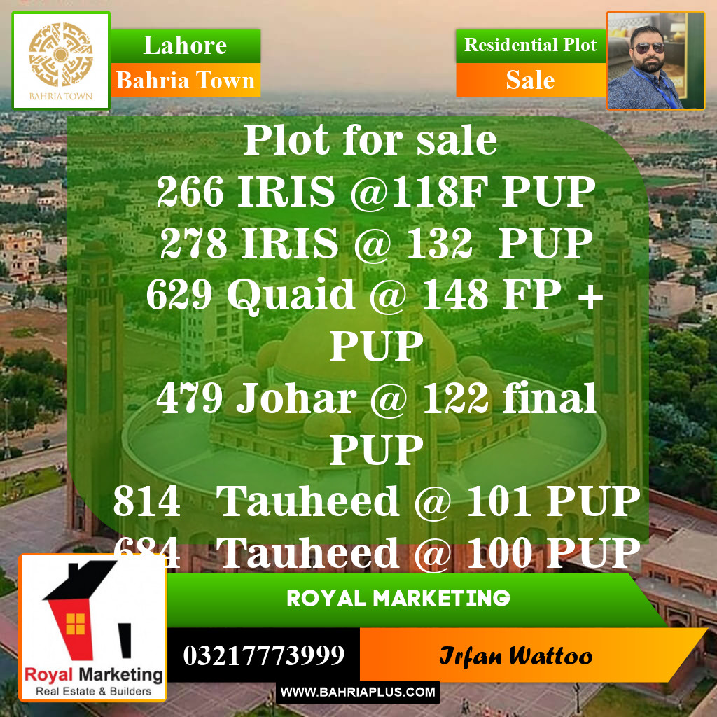 Residential Plot for Sale in Sector C - Iris Block -  Bahria Town, Lahore - (BP-148827)