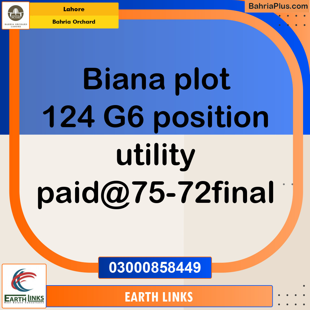Residential Plot for Sale in Phase 4 - G6 Block -  Bahria Orchard, Lahore - (BP-148838)