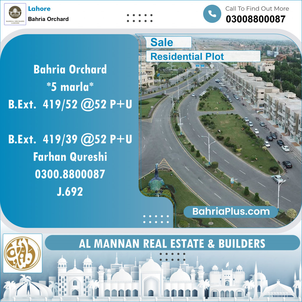 Residential Plot for Sale in Bahria Orchard, Lahore - (BP-148839)
