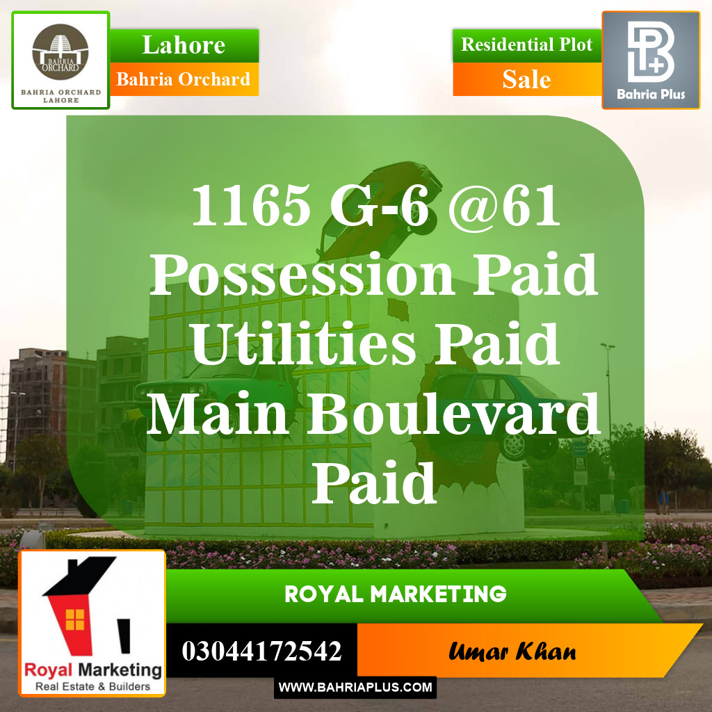 Residential Plot for Sale in Phase 4 - G6 Block -  Bahria Orchard, Lahore - (BP-148858)