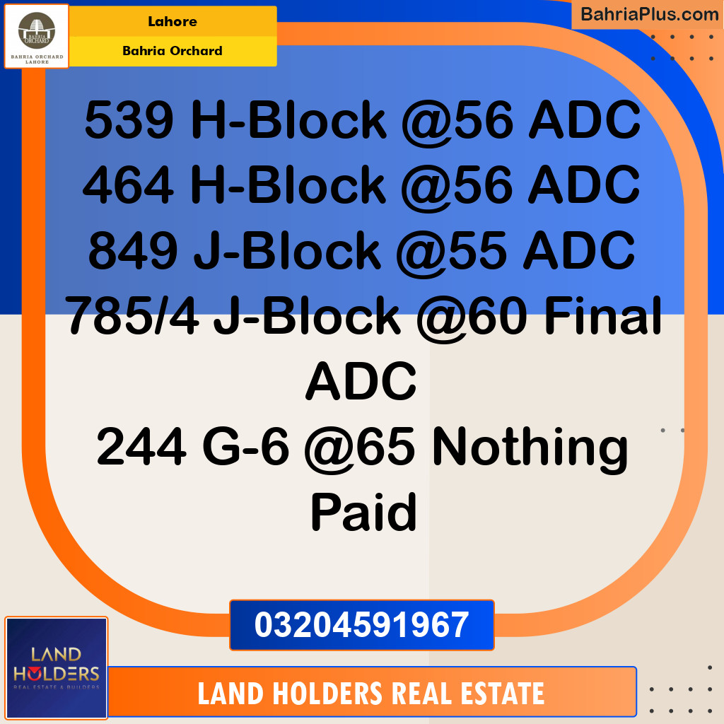 Residential Plot for Sale in Phase 2 - H Block -  Bahria Orchard, Lahore - (BP-148876)