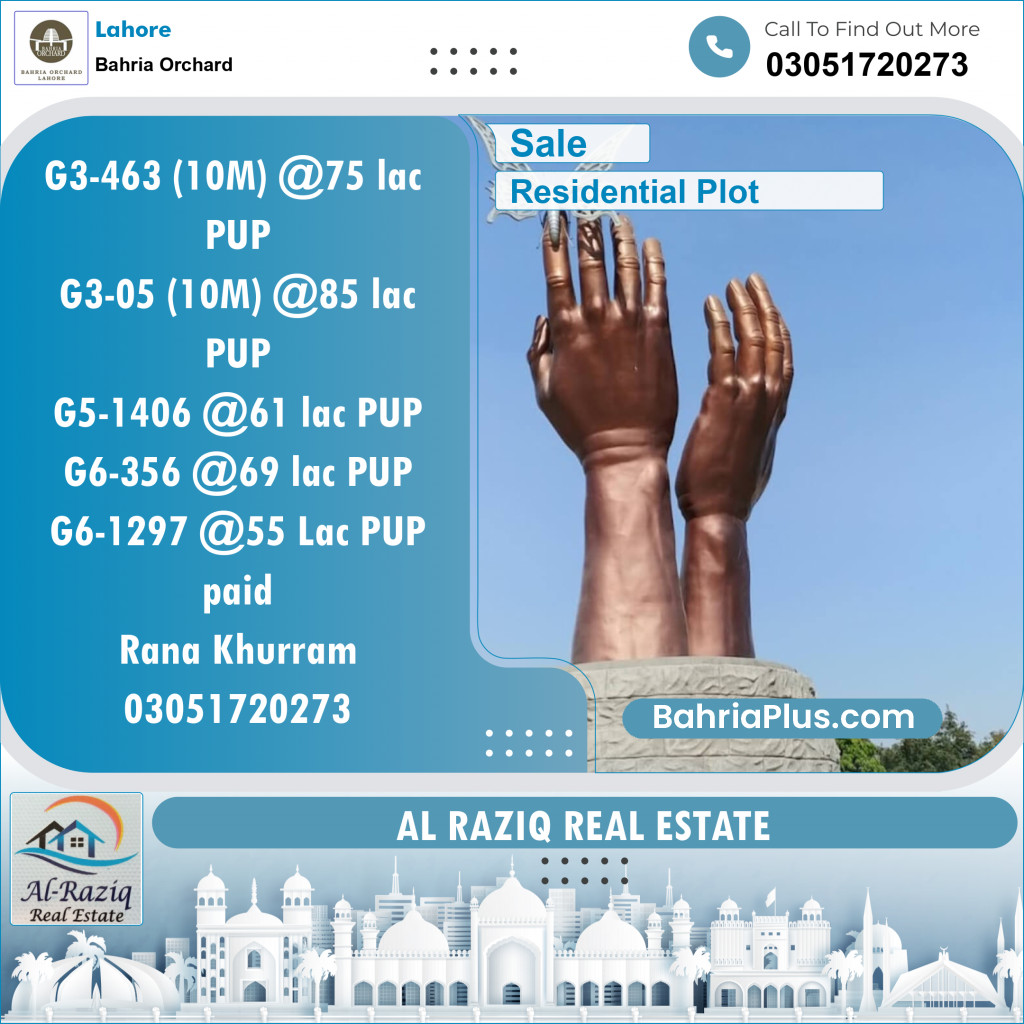 Residential Plot for Sale in Phase 4 - G3 Block -  Bahria Orchard, Lahore - (BP-148877)