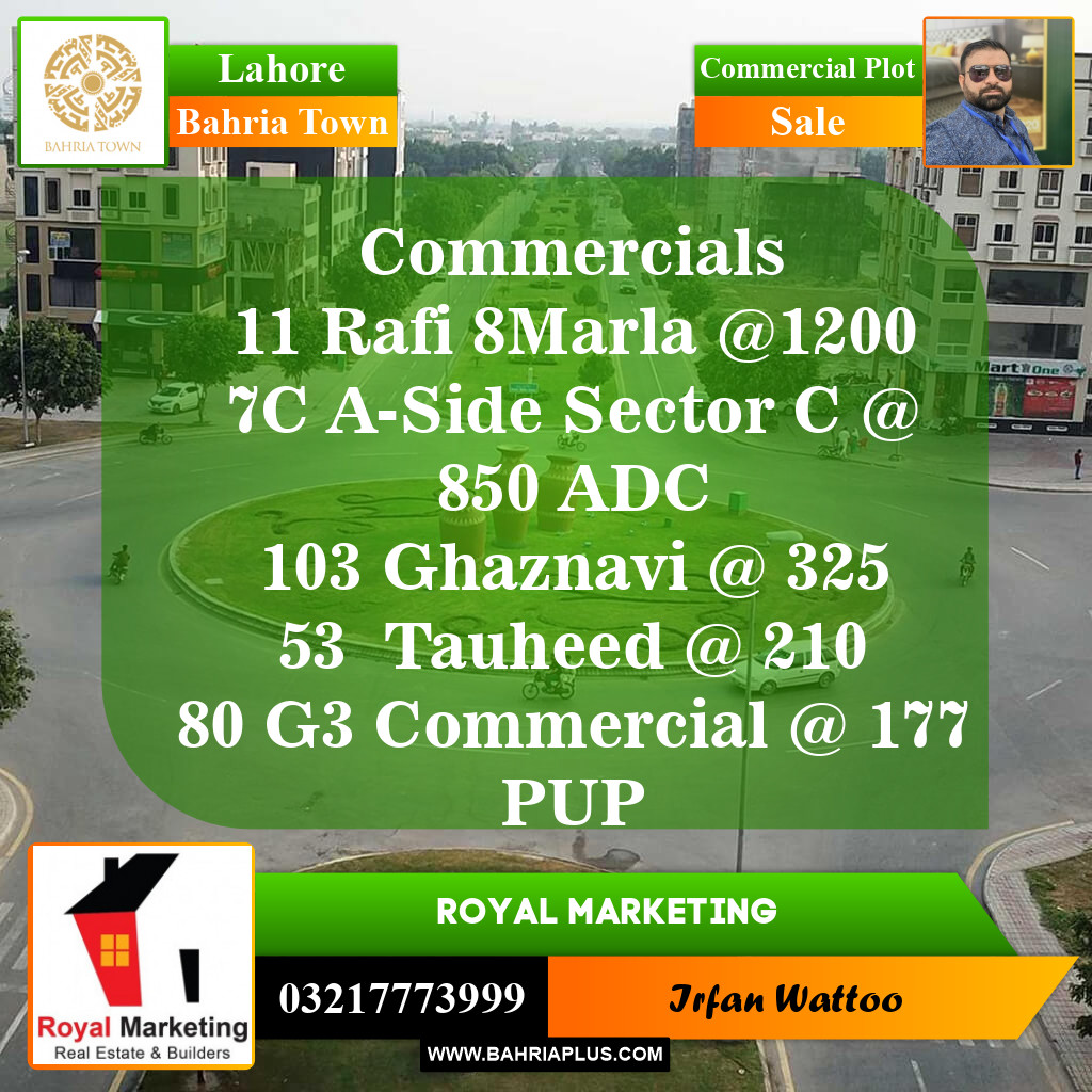 Commercial Plot for Sale in Sector E - Rafi Commercial -  Bahria Town, Lahore - (BP-148900)