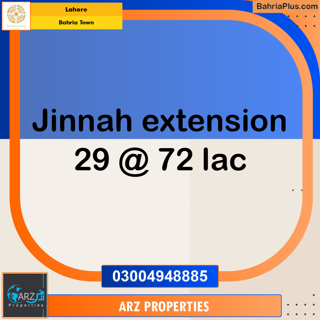 Residential Plot for Sale in Sector E - Jinnah Ext. Block -  Bahria Town, Lahore - (BP-148917)