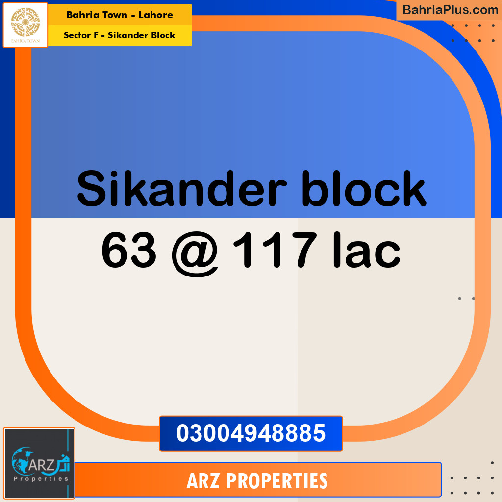 Residential Plot for Sale in Sector F - Sikander Block -  Bahria Town, Lahore - (BP-148922)