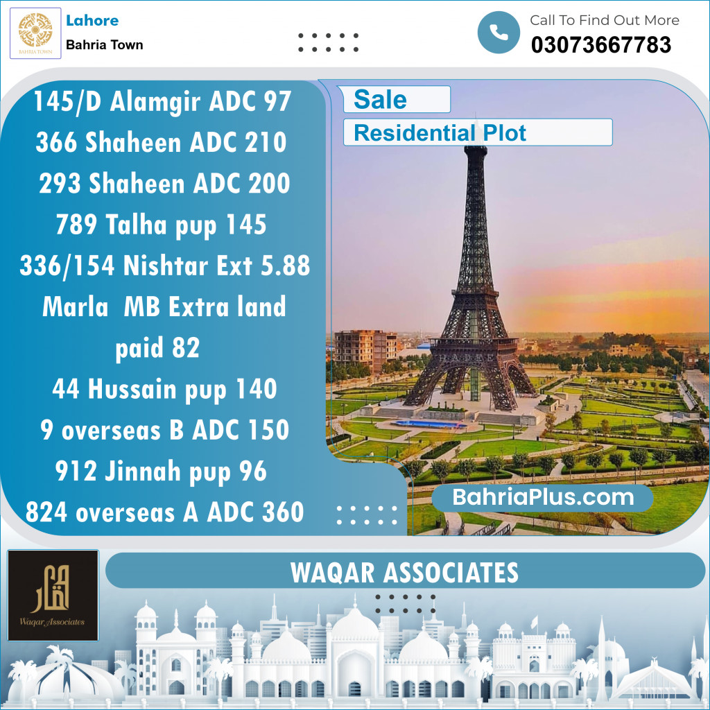 Residential Plot for Sale in Sector F - Alamgir Block -  Bahria Town, Lahore - (BP-148948)