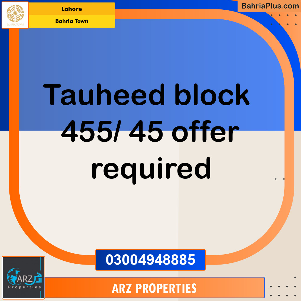 Residential Plot for Sale in Sector F - Tauheed Block -  Bahria Town, Lahore - (BP-148952)