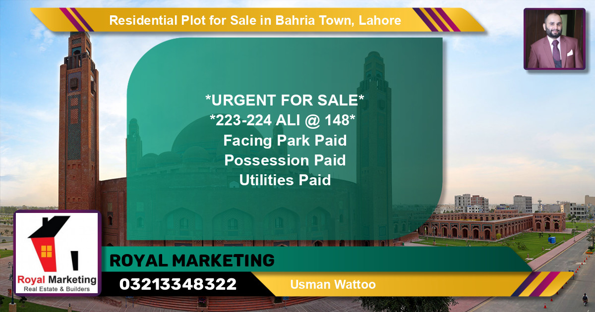 Residential Plot for Sale in Sector B - Ali Block -  Bahria Town, Lahore - (BP-149000)