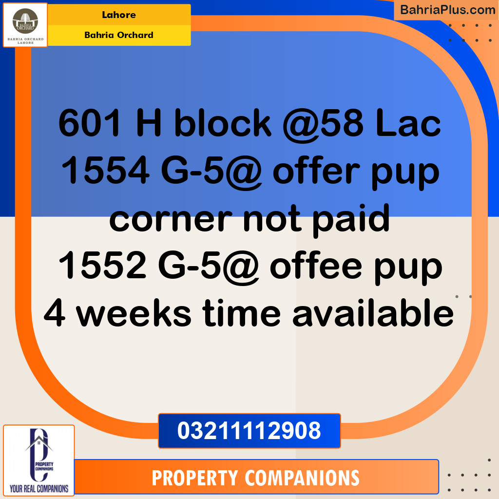 Residential Plot for Sale in Phase 4 - G5 Block -  Bahria Orchard, Lahore - (BP-149001)