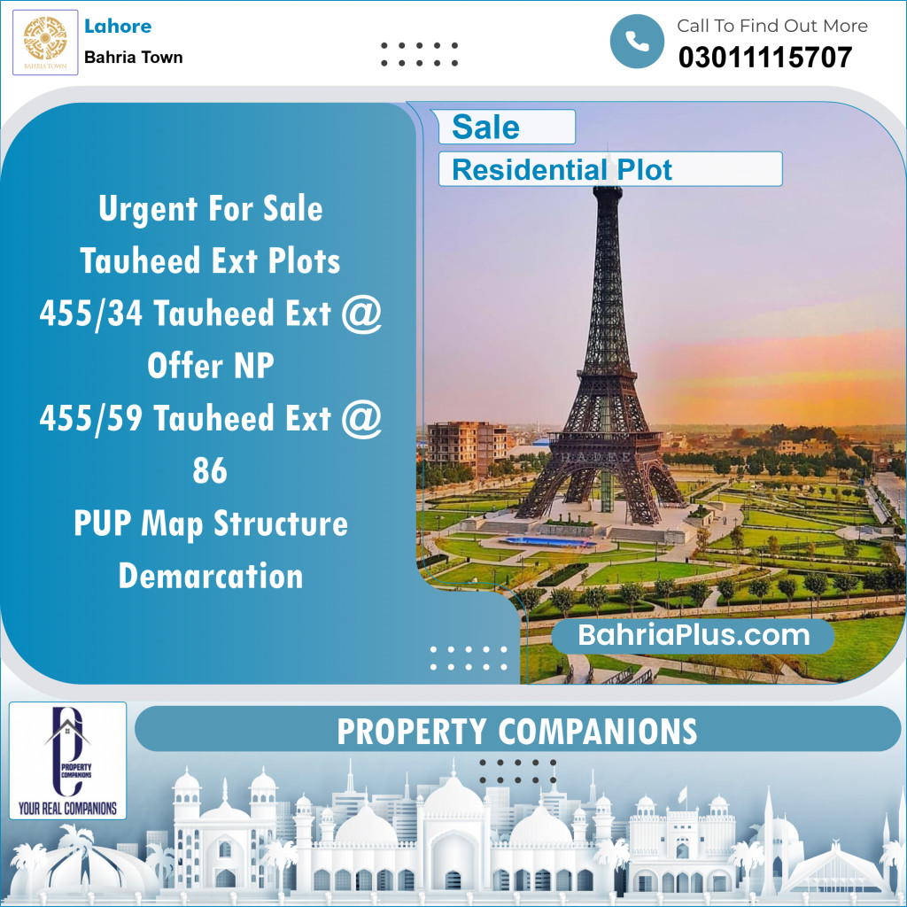 Residential Plot for Sale in Sector F - Tauheed Block -  Bahria Town, Lahore - (BP-149008)
