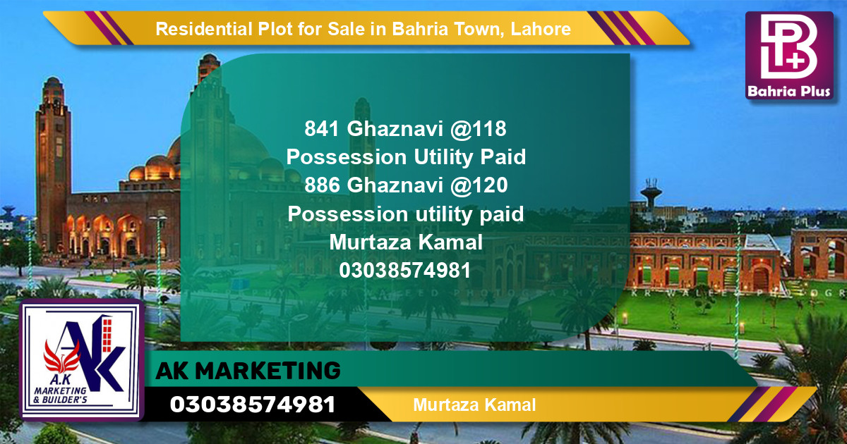 Residential Plot for Sale in Sector F - Ghaznavi Block -  Bahria Town, Lahore - (BP-149030)