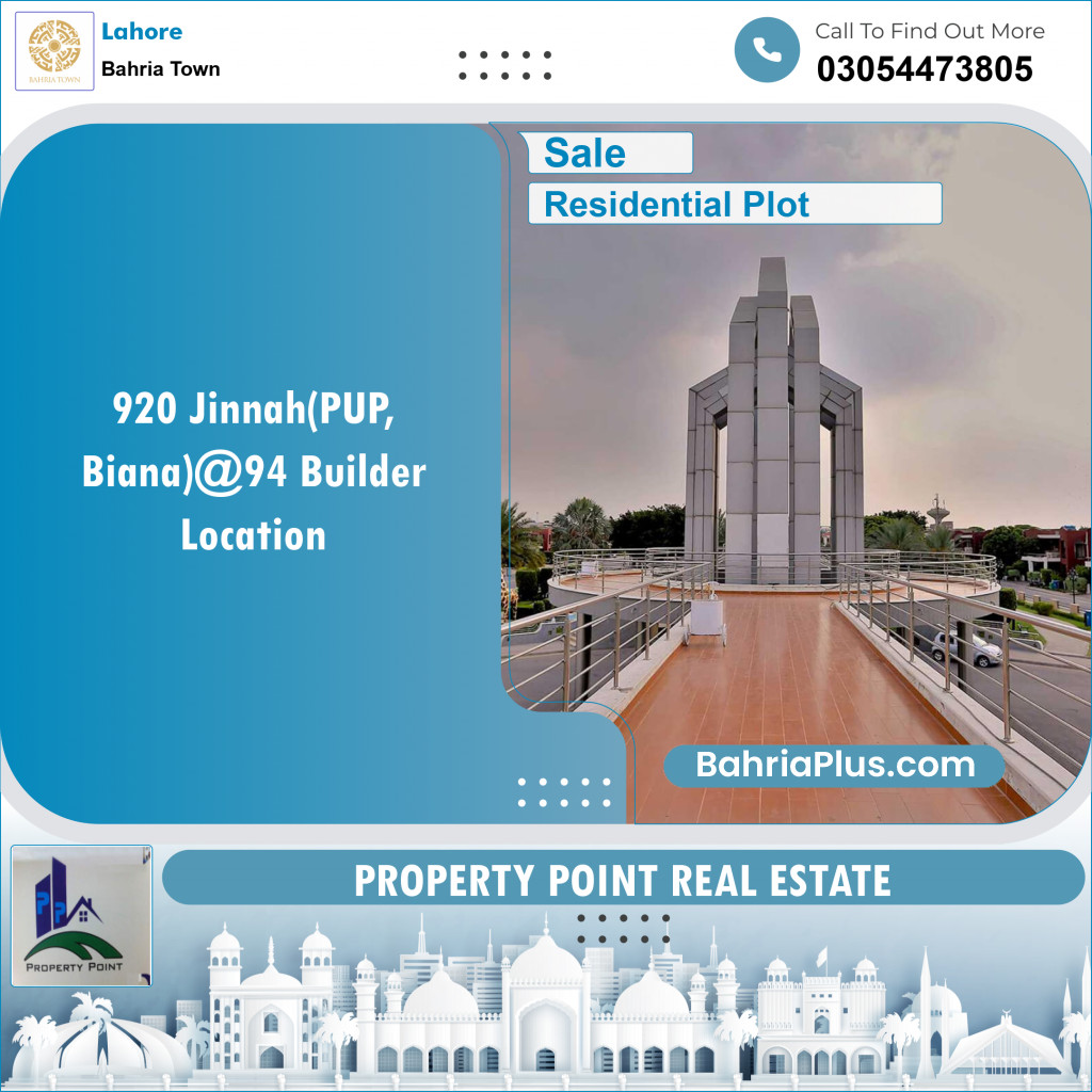 Residential Plot for Sale in Sector E - Jinnah Block -  Bahria Town, Lahore - (BP-149031)