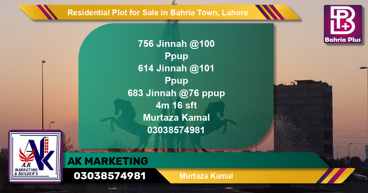 Residential Plot for Sale in Sector E - Jinnah Block -  Bahria Town, Lahore - (BP-149032)