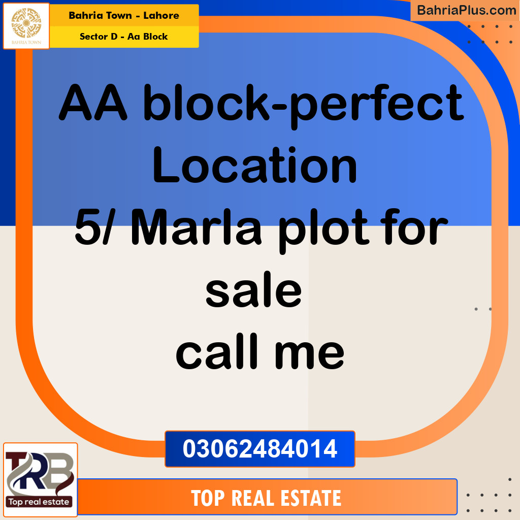 Residential Plot for Sale in Sector D - AA Block -  Bahria Town, Lahore - (BP-149033)