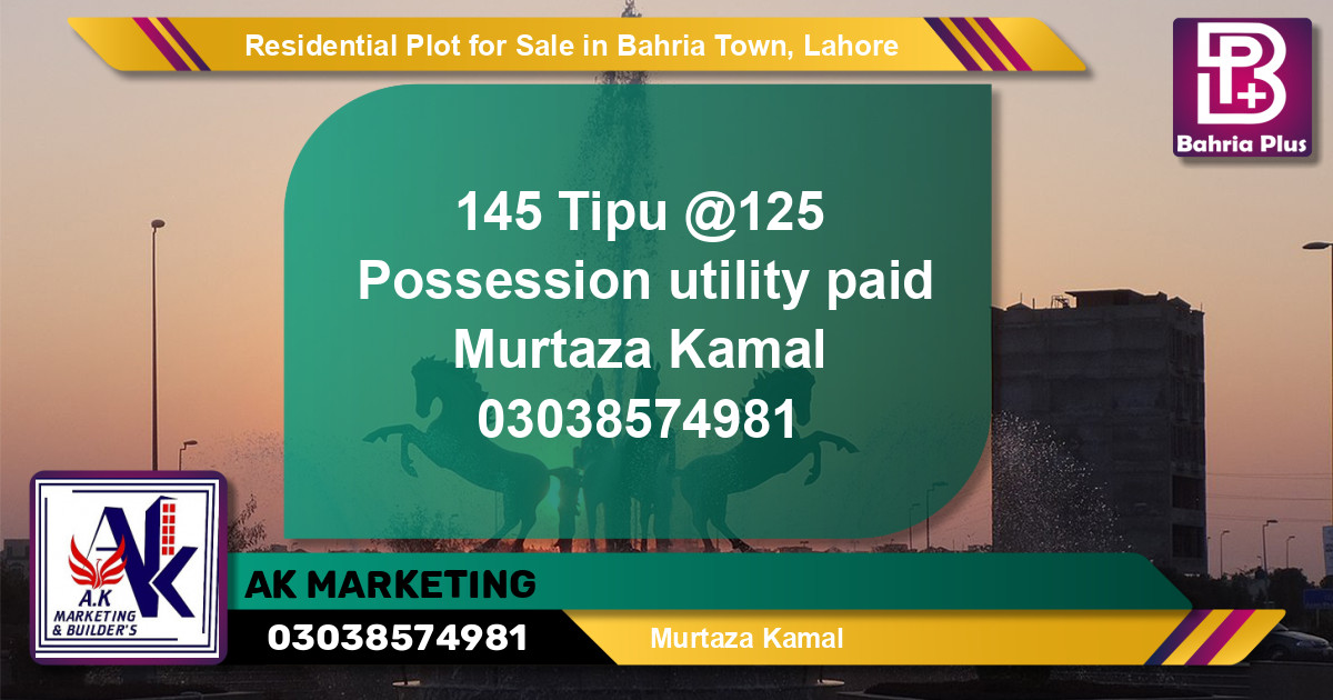Residential Plot for Sale in Sector F - Tipu Sultan Block -  Bahria Town, Lahore - (BP-149034)