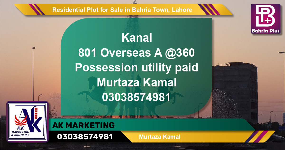 Residential Plot for Sale in Overseas A -  Bahria Town, Lahore - (BP-149038)