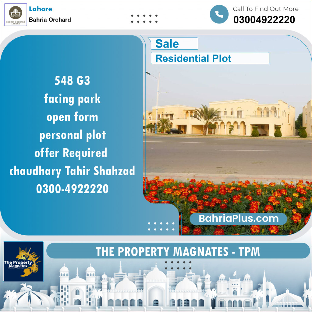 Residential Plot for Sale in Phase 4 - G3 Block -  Bahria Orchard, Lahore - (BP-149045)