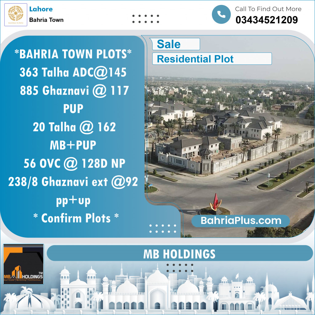Residential Plot for Sale in Sector F - Talha Block -  Bahria Town, Lahore - (BP-149081)
