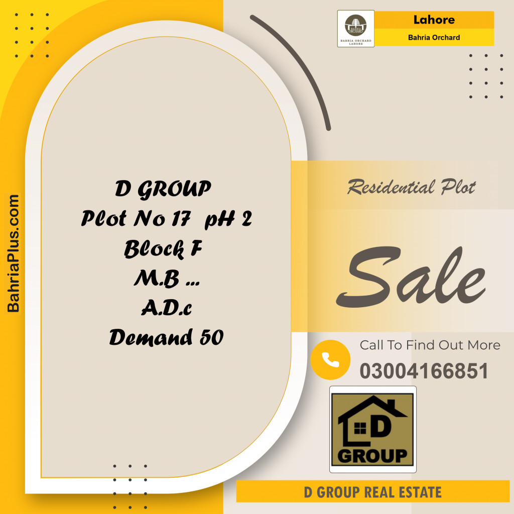 Residential Plot for Sale in Phase 2 - F Block -  Bahria Orchard, Lahore - (BP-149086)