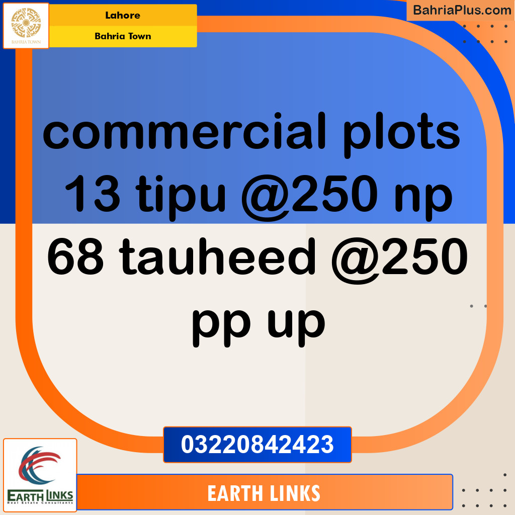Residential Plot for Sale in Sector F - Tipu Commercial -  Bahria Town, Lahore - (BP-149148)