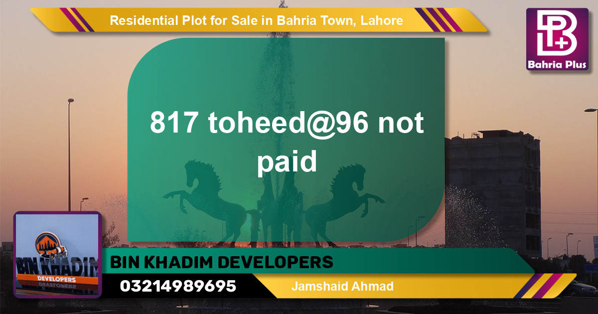 Residential Plot for Sale in Sector F - Tauheed Block -  Bahria Town, Lahore - (BP-149153)