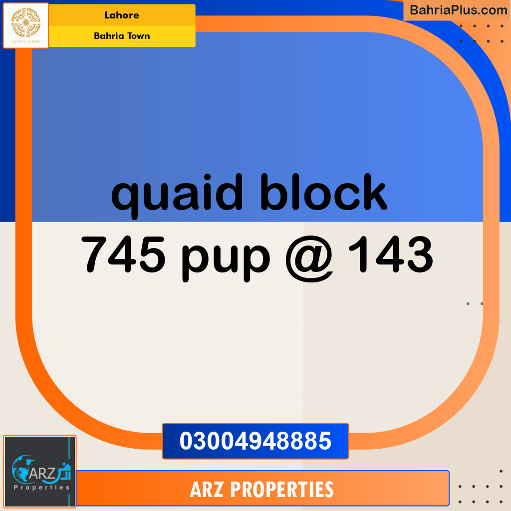 Residential Plot for Sale in Sector E - Quaid Block -  Bahria Town, Lahore - (BP-149172)