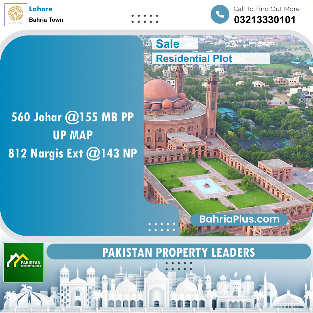 Residential Plot for Sale in Sector E - Johar Block -  Bahria Town, Lahore - (BP-149176)