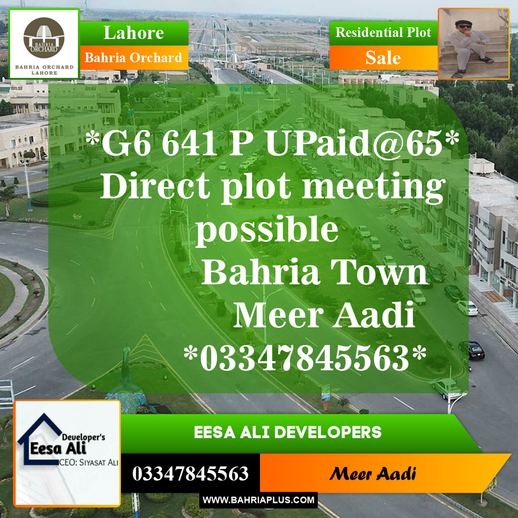 Residential Plot for Sale in Phase 4 - G6 Block -  Bahria Orchard, Lahore - (BP-149239)