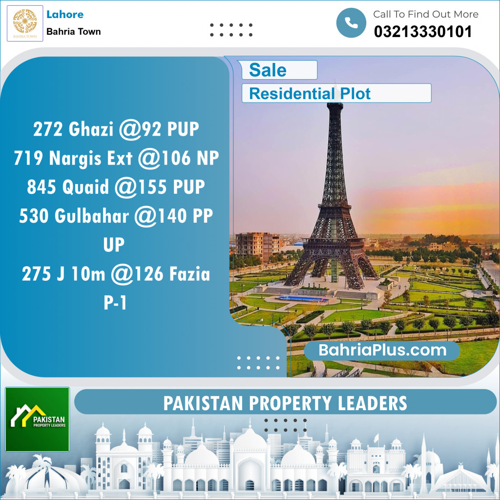Residential Plot for Sale in Sector F - Ghazi Block -  Bahria Town, Lahore - (BP-149247)