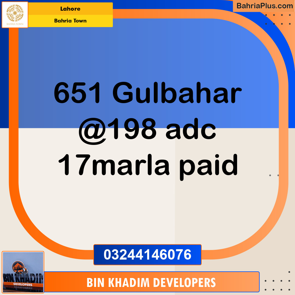 Residential Plot for Sale in Sector C - Gulbahar Block -  Bahria Town, Lahore - (BP-149257)