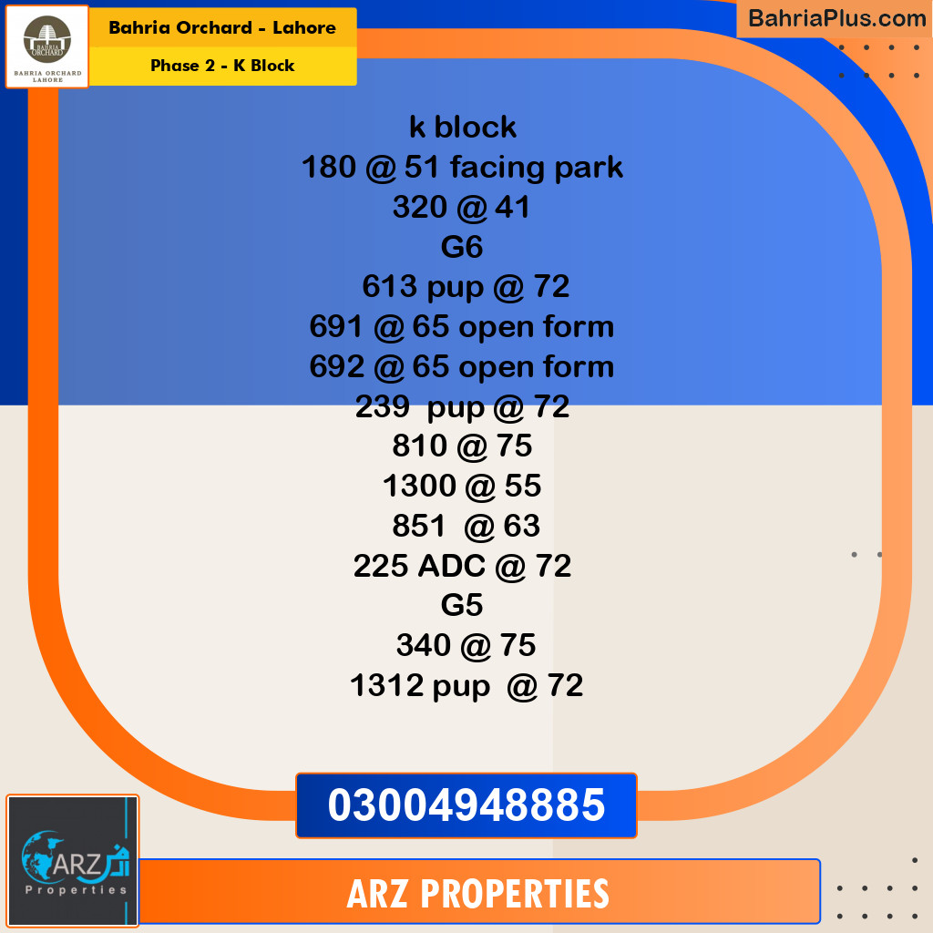 Residential Plot for Sale in Phase 2 - K Block -  Bahria Orchard, Lahore - (BP-149284)