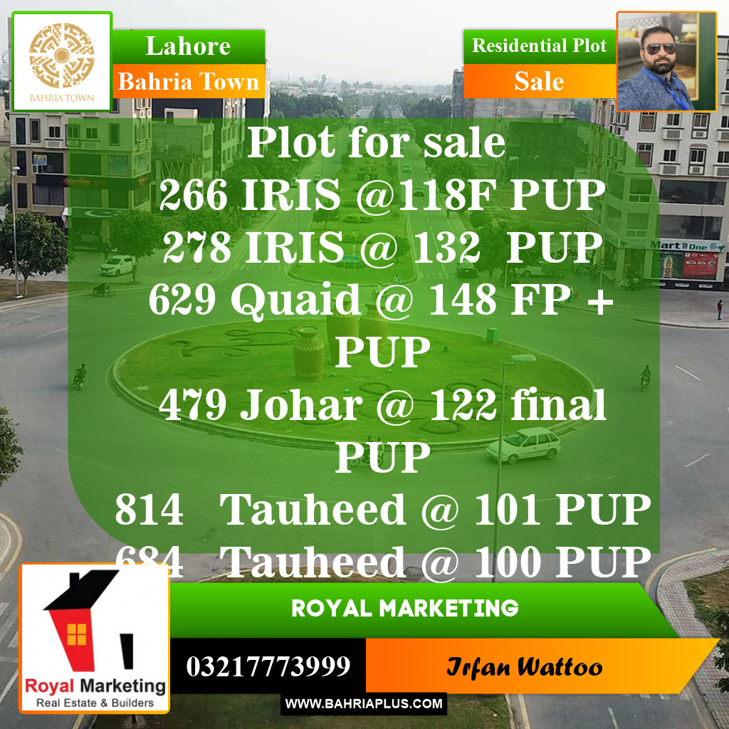 Residential Plot for Sale in Sector C - Iris Block -  Bahria Town, Lahore - (BP-149294)