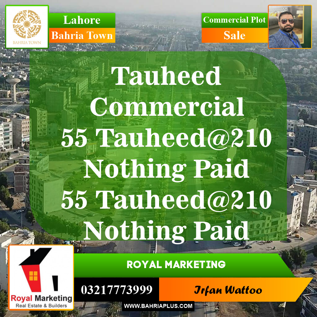 Commercial Plot for Sale in Sector F - Tauheed Commercial -  Bahria Town, Lahore - (BP-149304)