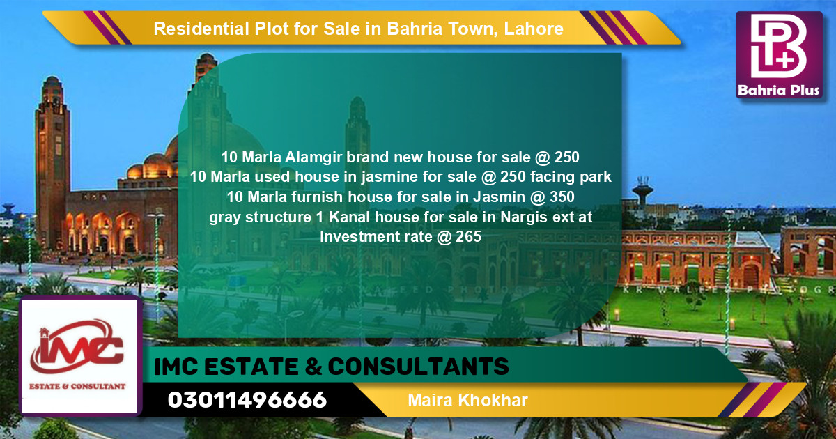 Residential Plot for Sale in Sector F - Alamgir Block -  Bahria Town, Lahore - (BP-149322)