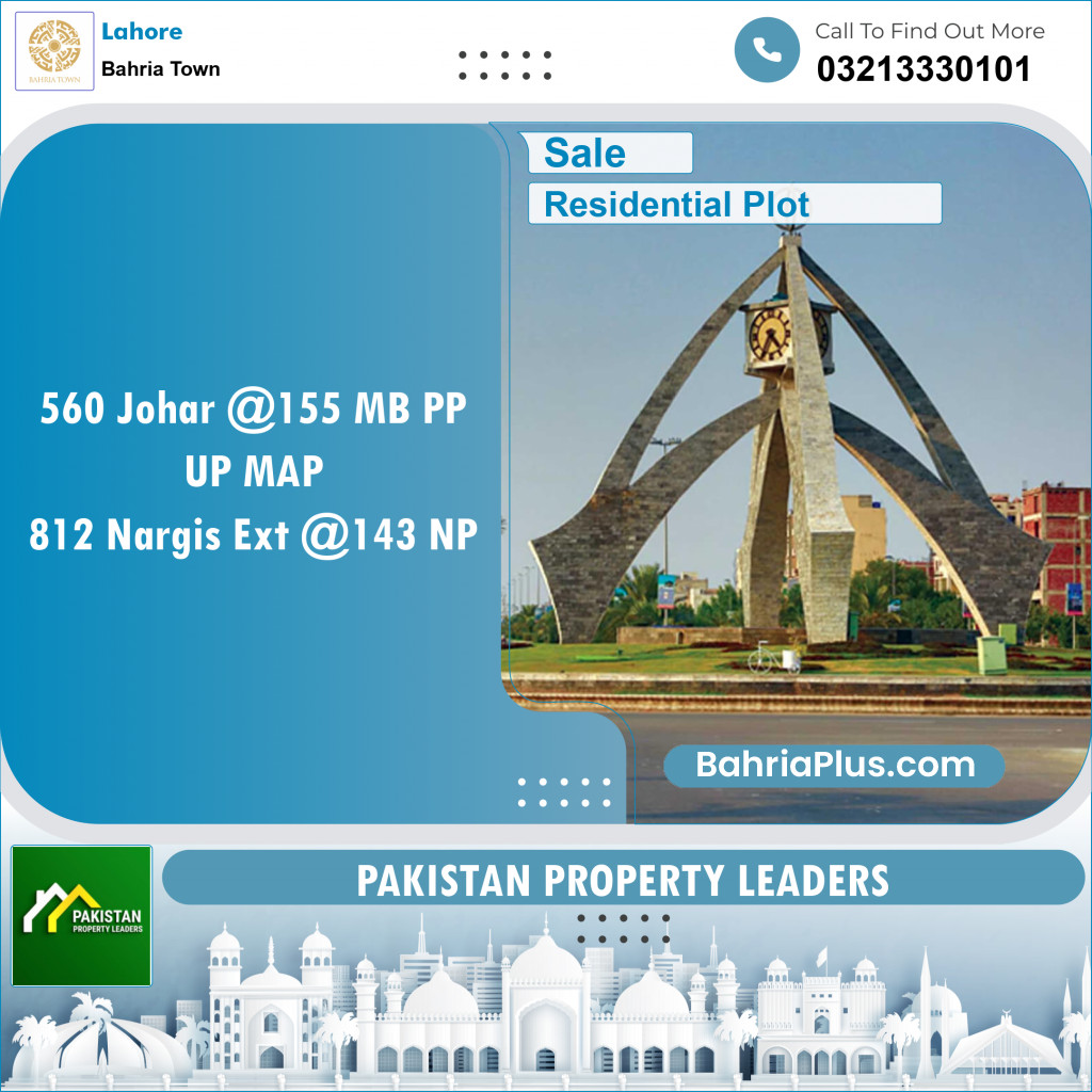 Residential Plot for Sale in Sector E - Johar Block -  Bahria Town, Lahore - (BP-149324)
