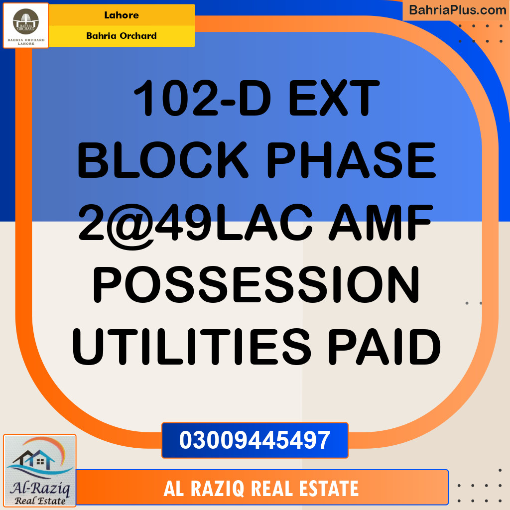 Residential Plot for Sale in Phase 2 - D Block -  Bahria Orchard, Lahore - (BP-149360)