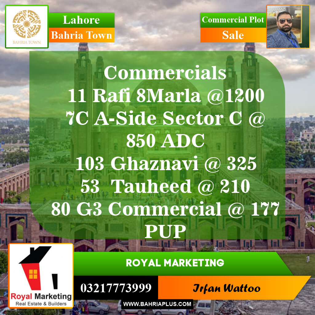 Commercial Plot for Sale in Sector E - Rafi Commercial -  Bahria Town, Lahore - (BP-149386)