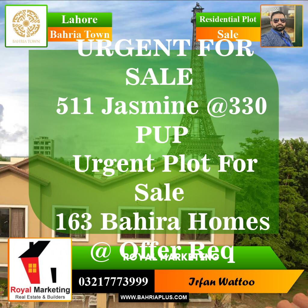 Residential Plot for Sale in Sector C - Jasmine Block -  Bahria Town, Lahore - (BP-149388)