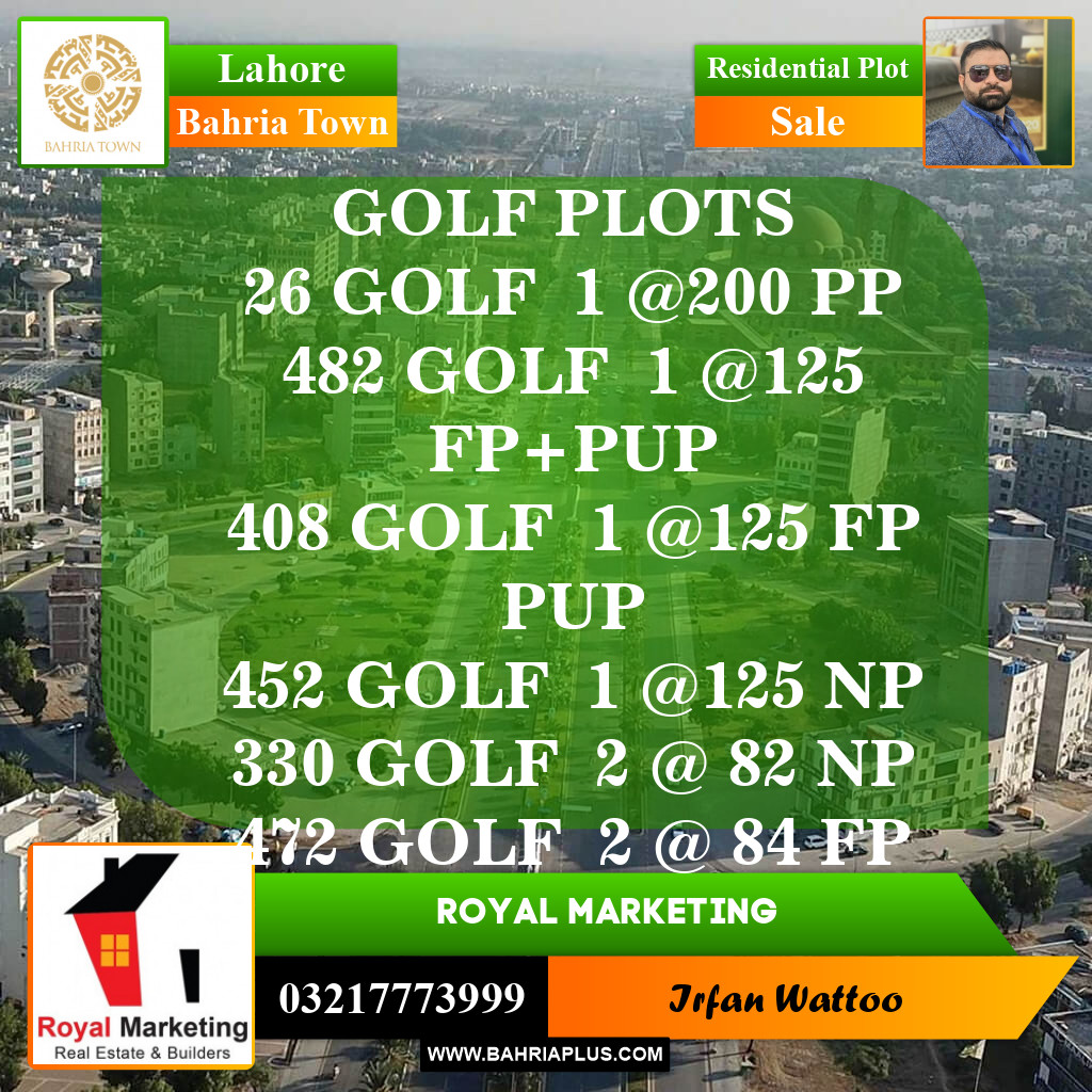 Residential Plot for Sale in Golf Phase 1 -  Bahria Town, Lahore - (BP-149390)
