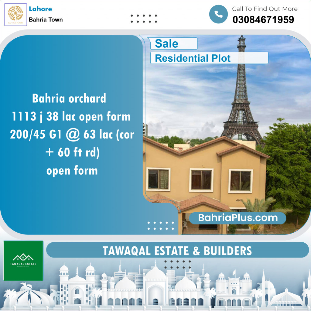 Residential Plot for Sale in Bahria Town, Lahore - (BP-149415)