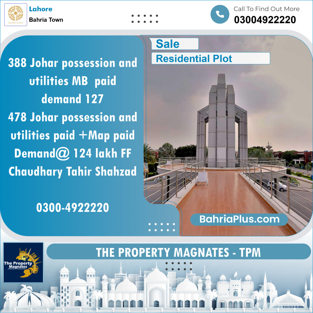 Residential Plot for Sale in Bahria Town, Lahore - (BP-149437)