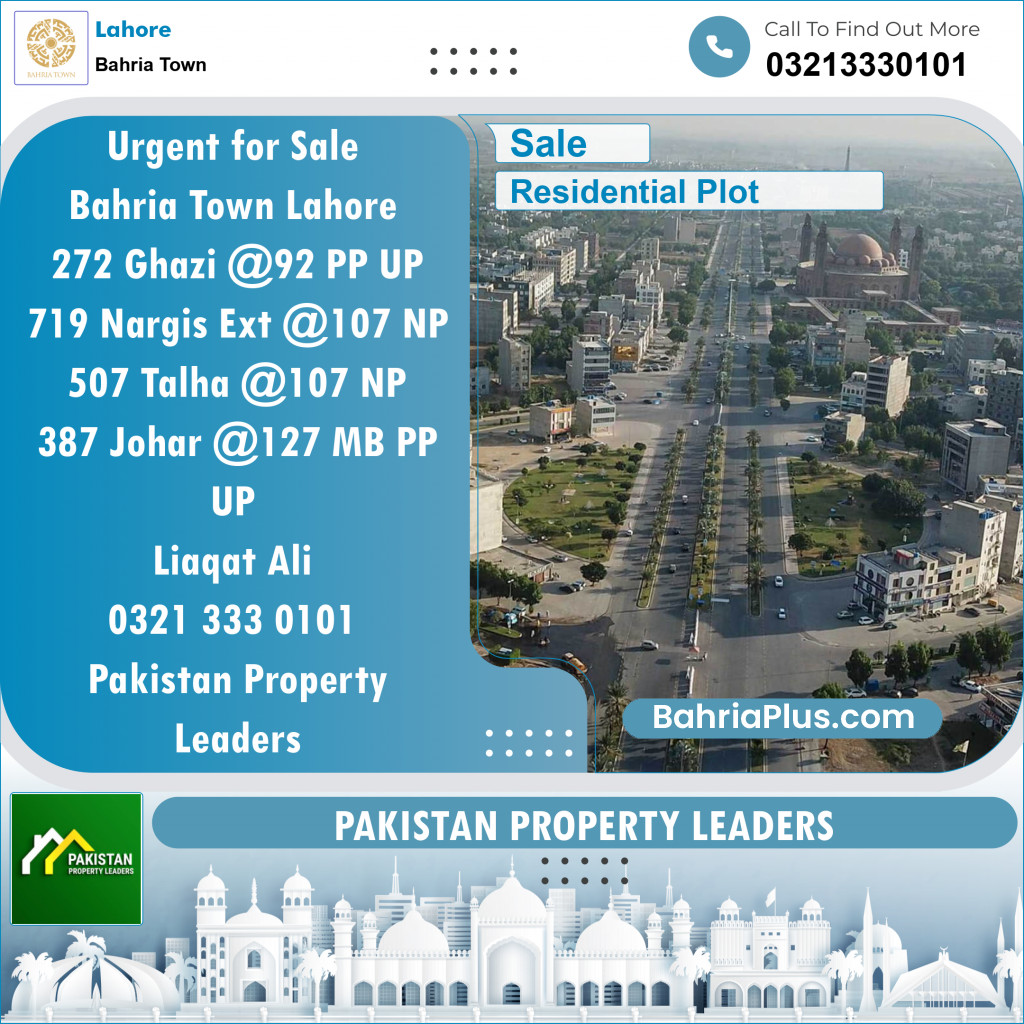 Residential Plot for Sale in Sector F - Ghazi Block -  Bahria Town, Lahore - (BP-149460)
