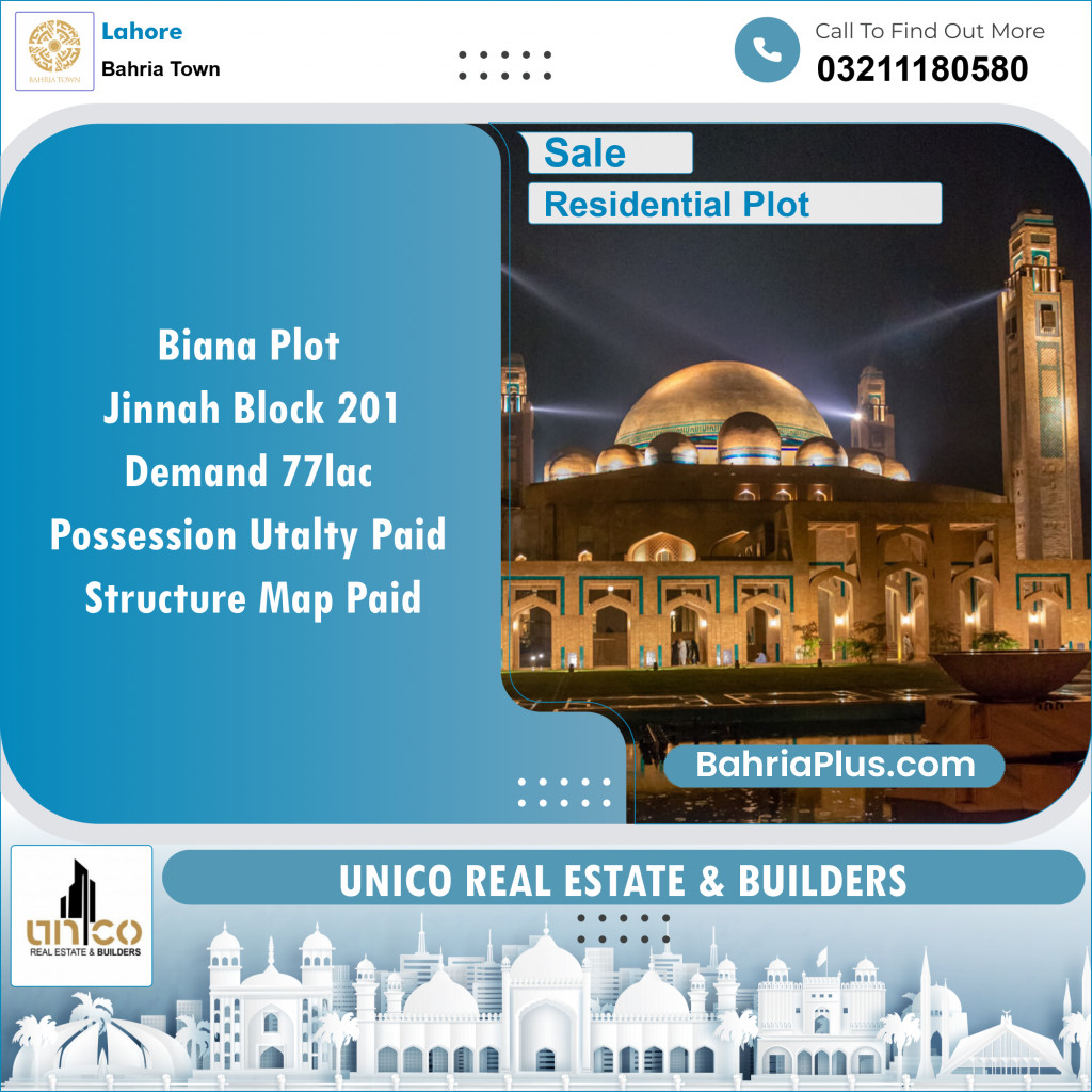 Residential Plot for Sale in Sector E - Jinnah Block -  Bahria Town, Lahore - (BP-149462)